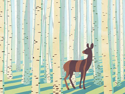 Deer animal forest illustration light paper cut
