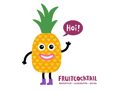 Fruitcocktail character fruit fruitcocktail illustration logo pineapple