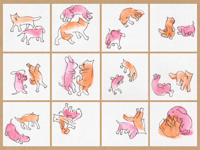 Bff animals animation cartoon drawing dynamic illustration line movement shapes watercolor