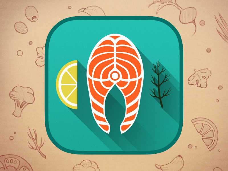 What I Eat: Icon Redesign icon application ios ios7 iphone fish salmon lemon dill