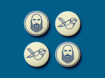 Birds & Beards Button Set avatar bird birds branding buttons design icon illustration lineart logo norway portrait vector