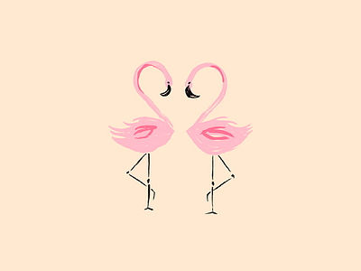 Flamingo Love brush flamingo illustration