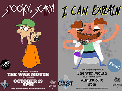CAST Event Posters 3 & 4 cartoon podcast poster south carolina storytelling