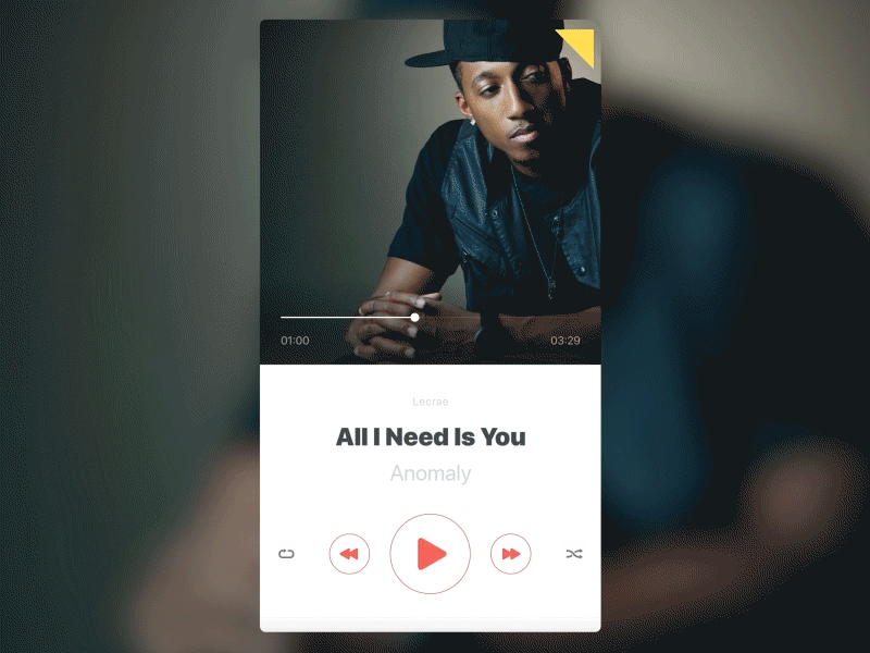 Music Player UI animate animated gif gui interface material media player music rb ui user experience ux