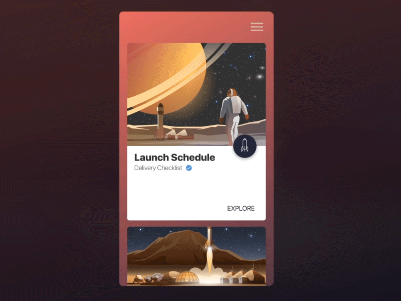 Space Parallax - Card UI animate animated galaxy gif gui interface parallax parrallax space ui user experience ux