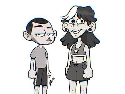 Mrs and Mr 90s cartoon character design