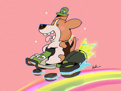 Luigy Racing Kart dog luigy mario kart pet rainbow