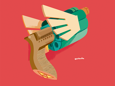 Zelda Nerf Gun art digital art draw game gun illustration link nerf nintendo photoshop triforce zelda