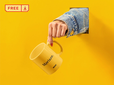 Free Cup with Hand Mockup cup design download free freebie identity illustration logo mockup mockups psd template