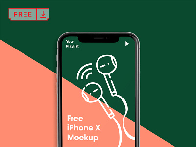 Free iPhone X PSD Mockup design download free illustration iphone iphone x logo mockup psd template typography