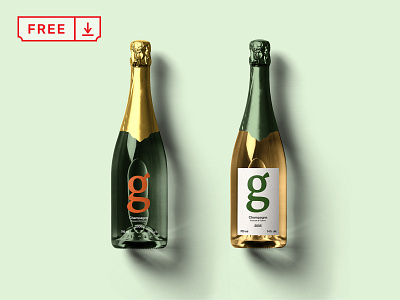 Free Champagne Bottle Mockup bottle download font free identity label logo mockups print psd typography