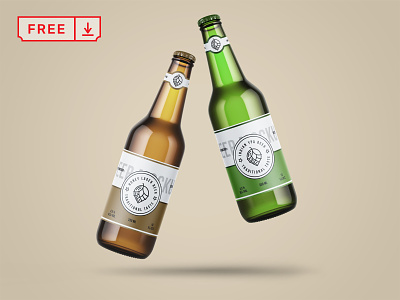 Free Levitating Beer Bottle Mockup beer bottle branding design download font free identity illustration logo psd typography