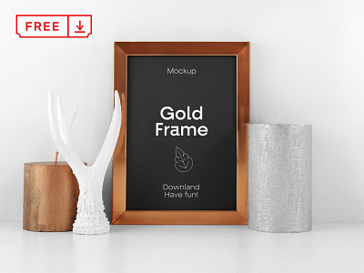 Free Gold Frame PSD Mockup design download font frame free illustration logo mockup mockups poster print psd