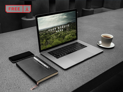 Free MacBook Pro Workspace PSD Mockup design download free freebie identity logo macbook macbook pro mockups psd stationery template workspace