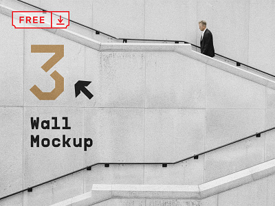 Free Wall with Stairs Mockup download font free freebie identity logo mockup psd stationery template typography wall