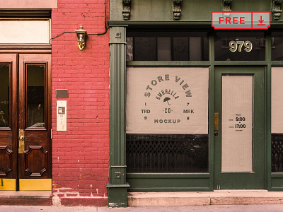 Free Store View Mockup bar branding design download free identity illustration logo psd restaurant store storefront typography