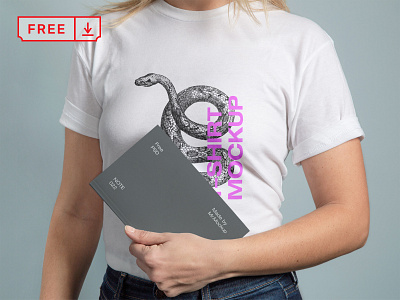 Free T Shirt with Notebook Mockup branding design download font logo mockup notebook psd t shirt template typography