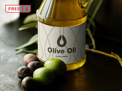 Free Olive Oil Mockup bottle branding design download free identity illustration olive oil print psd typography