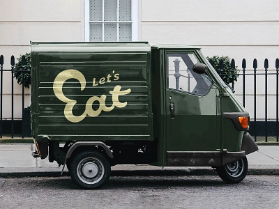 Free Piaggio Truck Mockup ape branding design download foodtruck free identity logo mockup piaggio psd truck typography