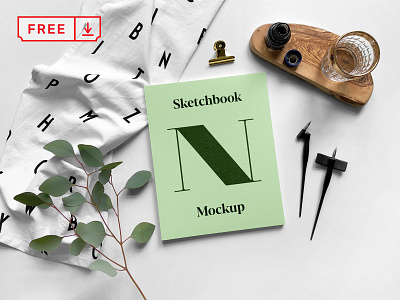 Free Sketchbook PSD Mockup branding design download free freebie identity illustration logo print psd sketchbook typography