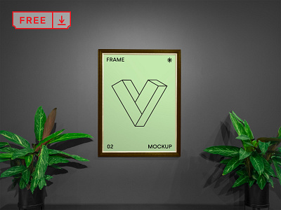 Free Poster with Plants Mockup