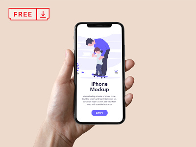 Free iPhone in Hand Mockup