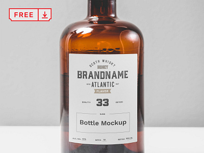 Free Transparent Glass Bottle Mockup