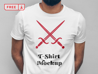 Free Man with T Shirt Mockup branding design download font free identity illustration mockup psd t-shirt typography