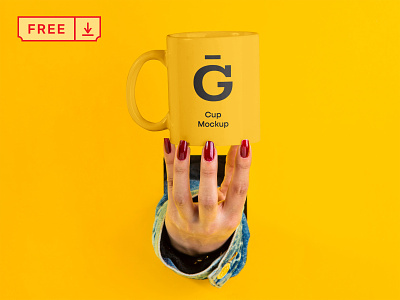 Free Hand with Cup Mockup branding coffee cup design download free freebie identity logo mockup mug psd typography