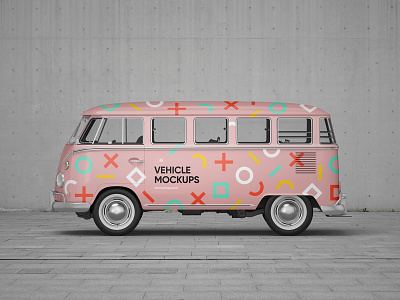 Vehicle Mockups Premade Scene branding bus car design download font identity logo mockup psd typography vehicle