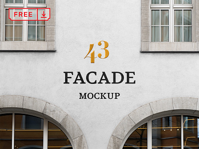 Free Facade PSD Mockup branding design download facade font free identity logo mockup psd typography wall