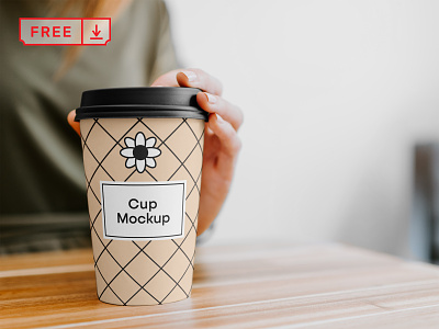 Free Coffee Cup with Hand Mockup