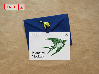 Free Greeting Card with Envelope Mockup bundle design download free greeting card illustration mockup postcard print psd stationery typography