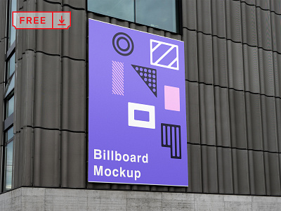 Free Billboard on Wall Mockup