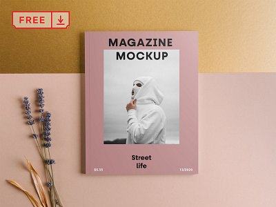 Free Magazine Front Cover Mockup branding cover design download free illustration magazine mockup print psd template typography