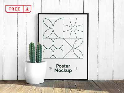 Free Poster with Cactus Mockup
