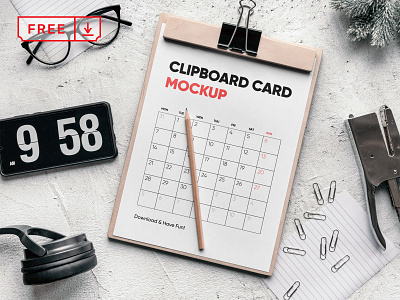 Free Clipboard Card Mockup branding clipboard design download free identity logo paper psd typography