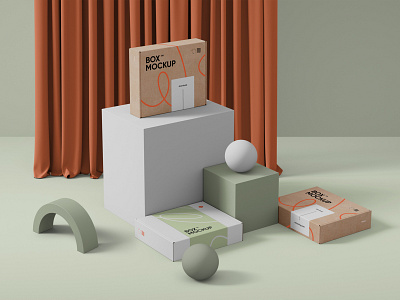 Box Mockups PSD scene box branding design download identity logo mockup mockups packaging psd template typography