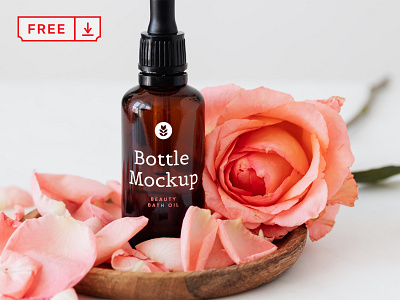Free Beauty Bottle Mockup bottle branding cosmetic design download free freebie identity logo psd typography