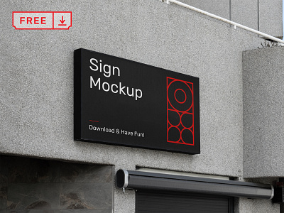 Free Sign on Building Vol.1 Mockup branding design download free freebie identity logo mockup psd sign typography