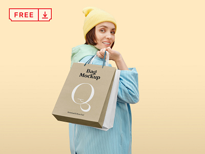 Free Women with Paper Bags Mockup branding design download free freebie identity logo mockup paper bags psd shopping template typography