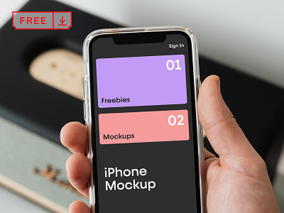 Free iPhone in Case Mockup branding case design download free identity iphone logo mockup psd template