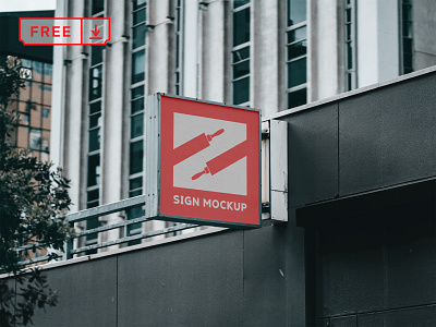 Free Sign on Building Mockup