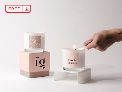 Free Candles with Box Mockup