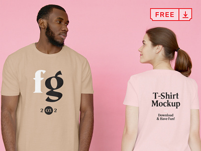 Free Two T-Shirt's Mockup apparel branding design download free identity logo mockup mockups psd t shirt template typography