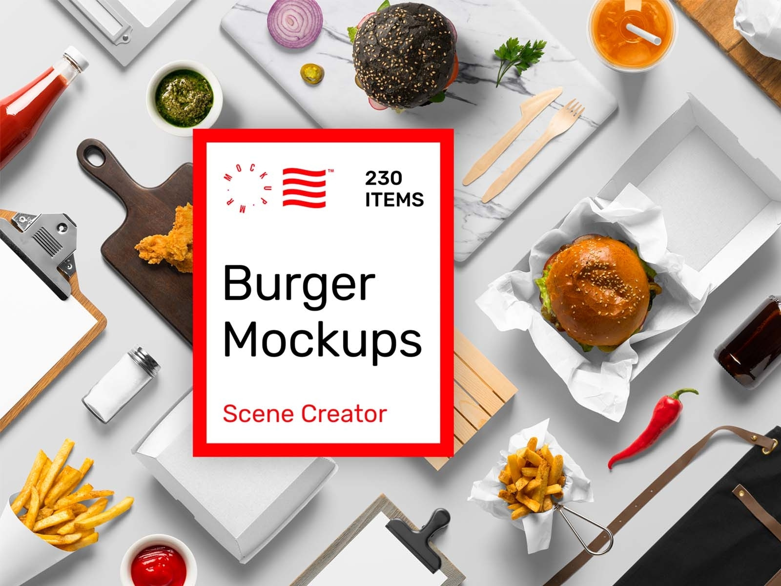 6486+ Burger Mockup Psd