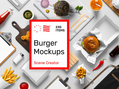 Burger Mockups bar branding bundle burger design download fastfood food foodie identity logo mockup mockups psd restaurant template typography