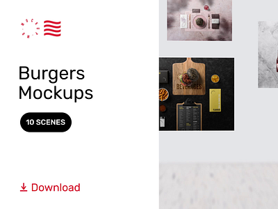 Burger Mockups bar branding bubrger design download fastfood foodie identity logo mockup mockups psd restaurant template typography