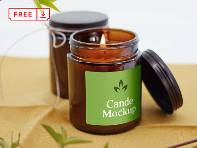 Free Label on Candle Mockup branding candle design download free freebie identity label logo mockup mockups psd template typography