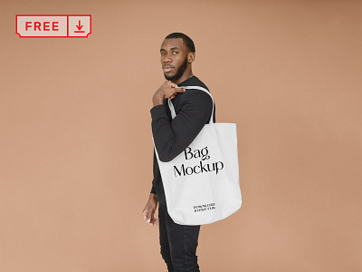 Bag with Men Mockup bag branding canvas bag design download free freebie identity logo mockup mockups psd template typography